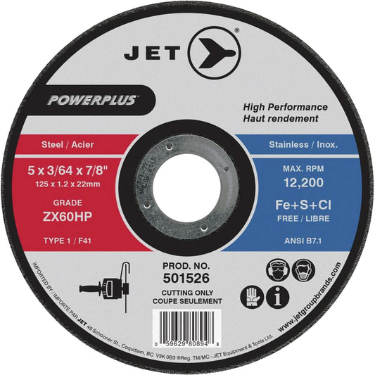 Disque à tronçonner Powerplus III, 5 po x 3/32 po, arbre de 7/8 po, type 1, 12 200 tr/min