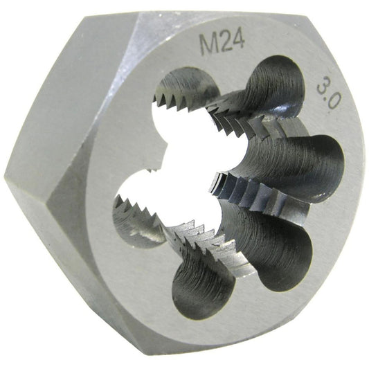 Metric Hex Die, 1" Dia., 7 mm-1 Thread, Alloy Steel