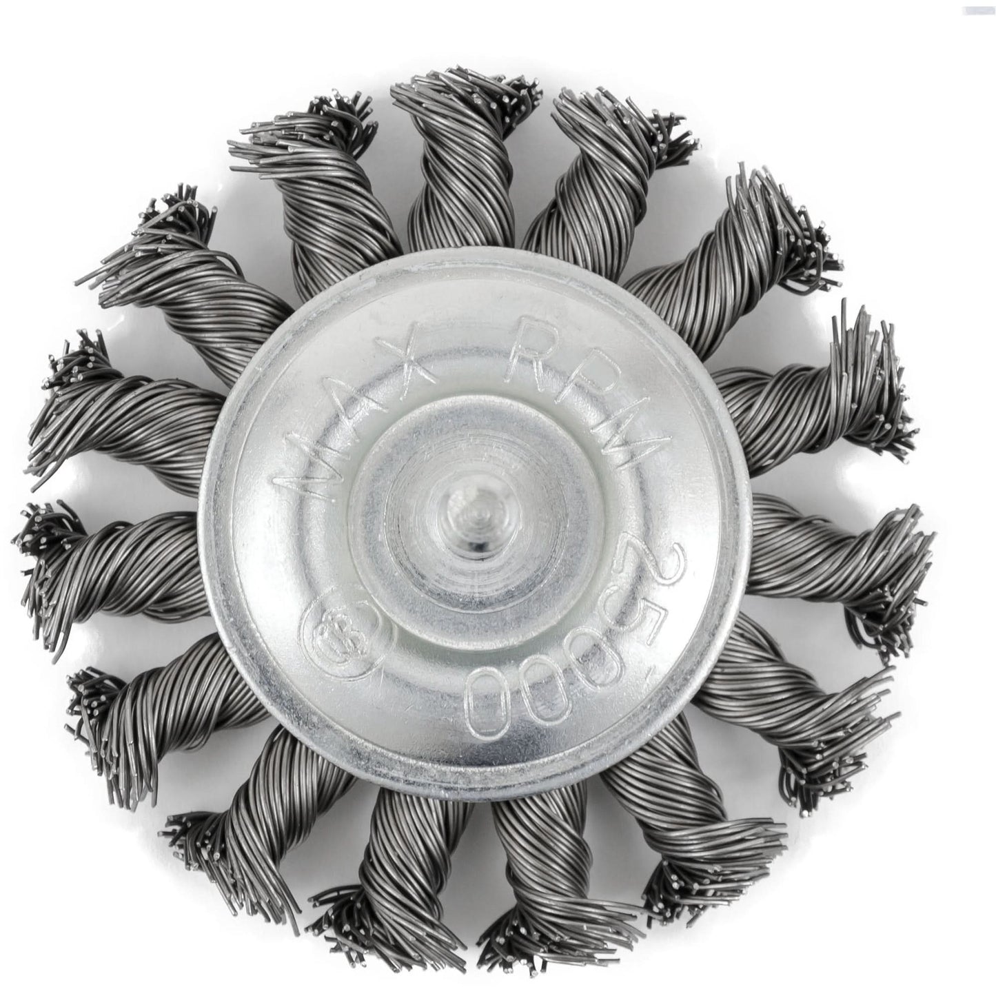 EKR275-20 Shaft-Mounted Knot Twisted Radial Brush, 3", .02" Fill, 1/4" Shank