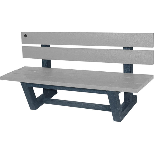 Bancs de parc d'extérieur, plastique recyclé, 152 cm L x 43 cm l x 43 cm H, gris