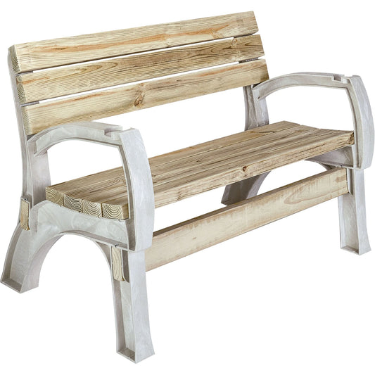 Basics® Park Bench, Polyethylene, 72" L x 15" W x 32" H, Sand