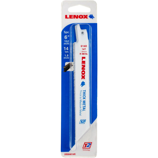 Thick Metal Reciprocating Saw Blade, Bi-Metal, 14 TPI, 6" L x 3/4" W