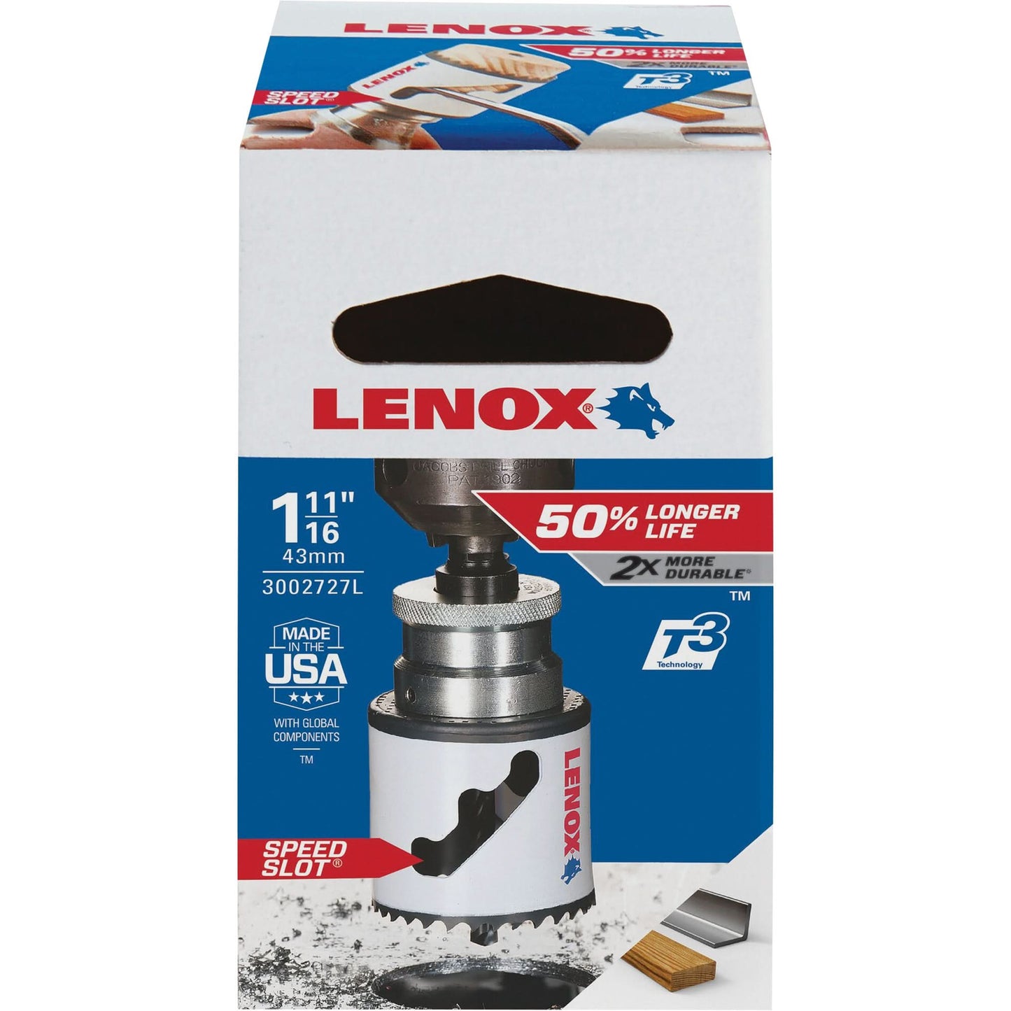Speed Slot® Hole Saw with T3 Technology™, 1-11/16", 1-1/2" Depth of Cut, Bi-Metal