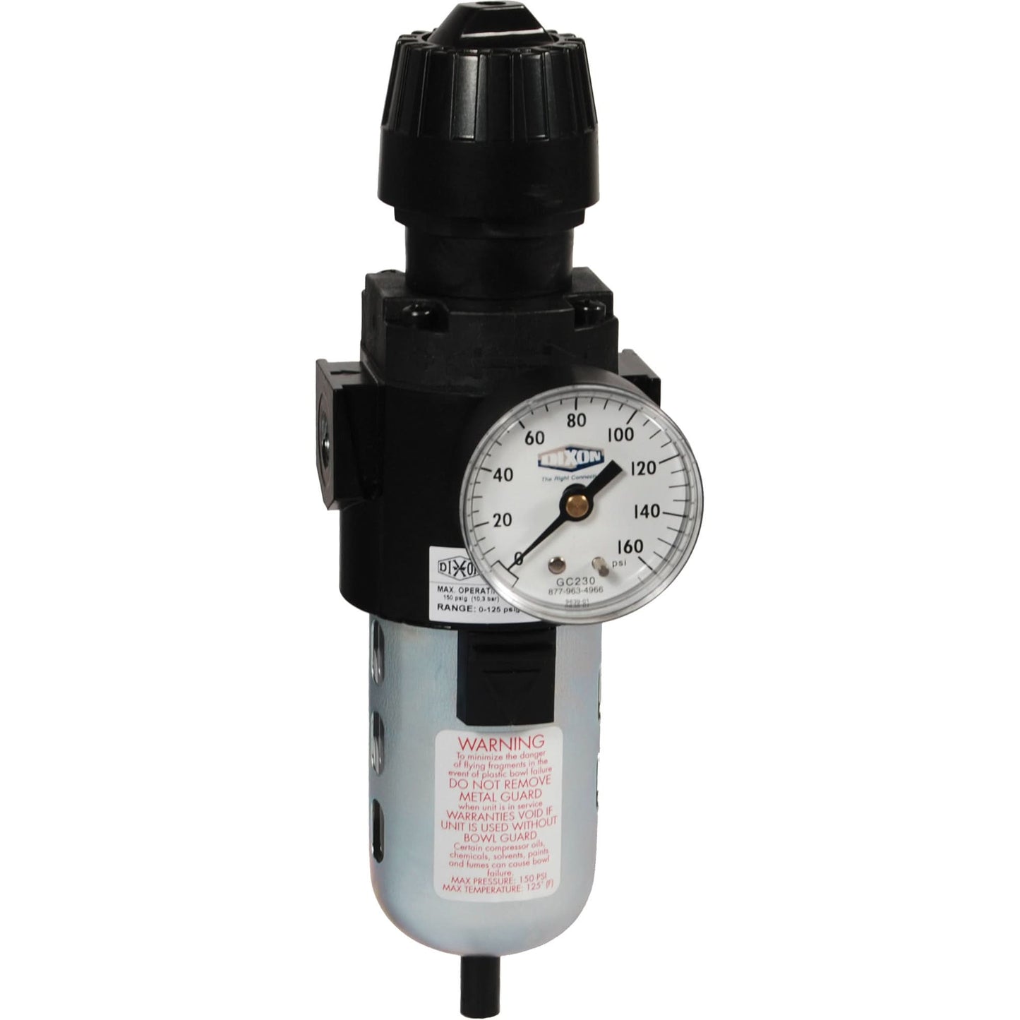 Wilkerson Compact Filter/Regulator, 1/2" NPT, 150 PSI Max. PSI, Standard