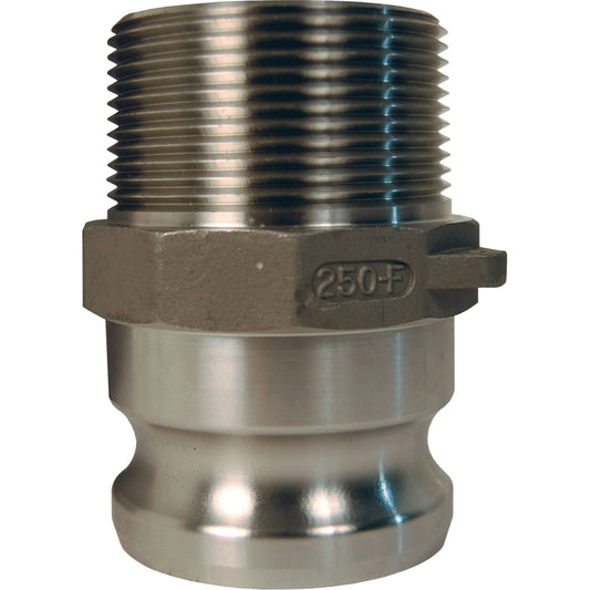 Adaptateur Cam & Groove Global, acier inoxydable, Type F, 1", NPT mâle, 250 PSI