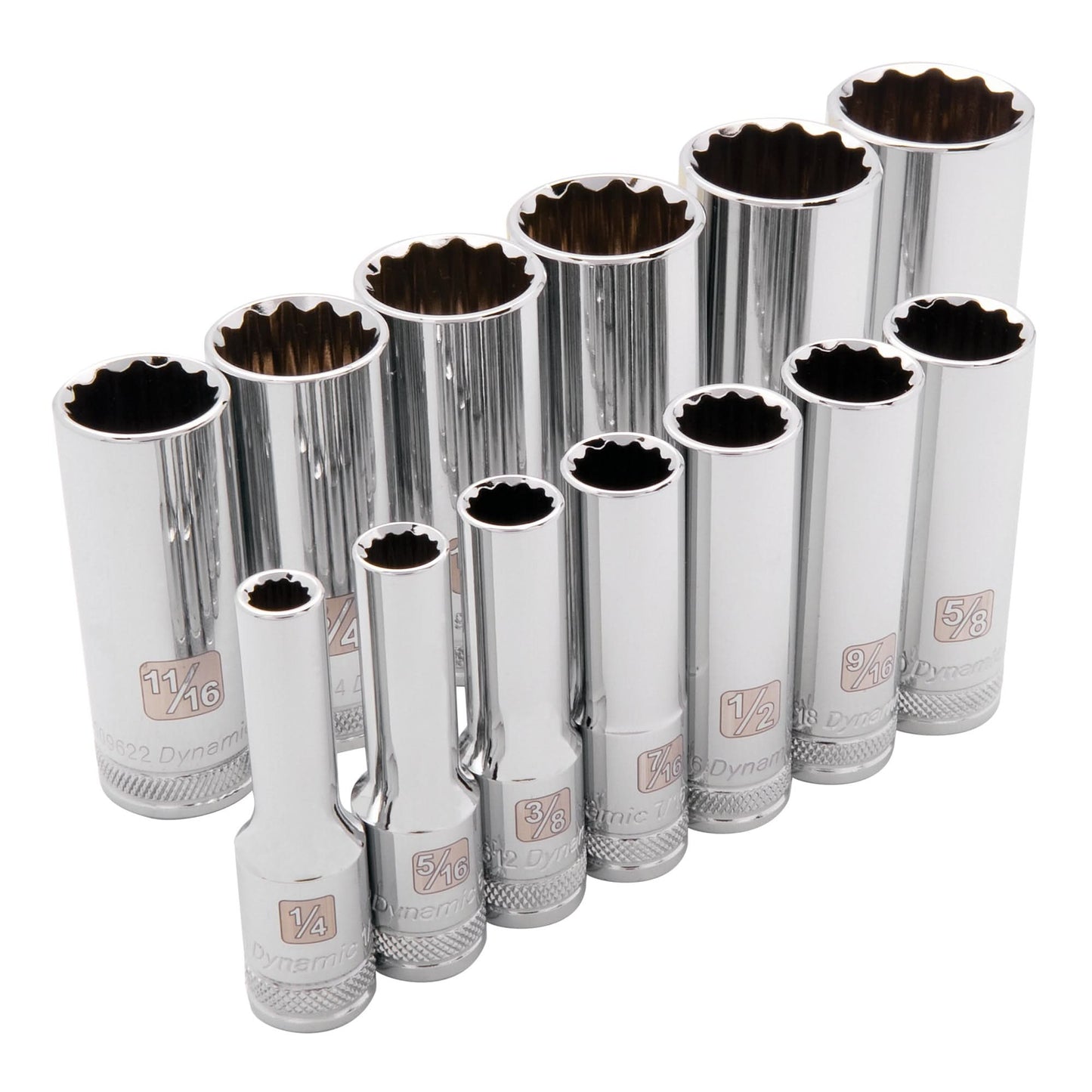 SAE Socket Set, 13 Pcs, 3/8" Drive Size, Deep