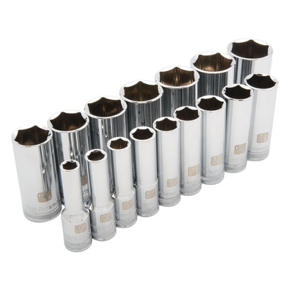 SAE Socket Set, 16 Pcs, 1/2" Drive Size, Deep