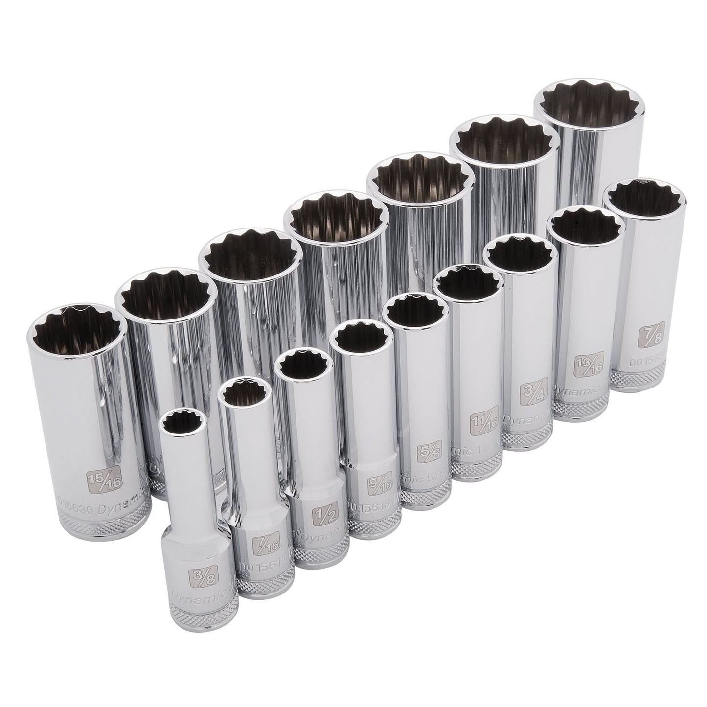 SAE Socket Set, 16 Pcs, 1/2" Drive Size, Deep