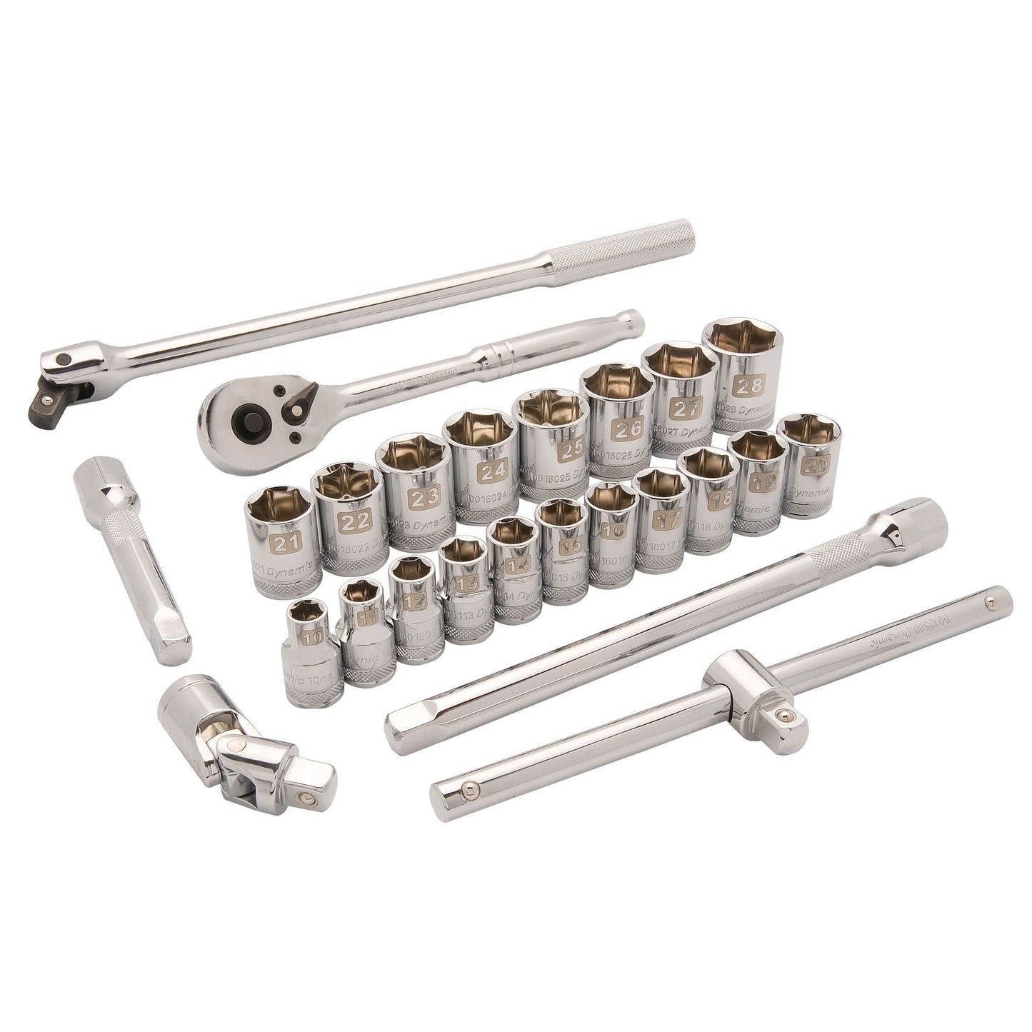 Metric Socket Set, 25 Pcs, 1/2" Drive Size