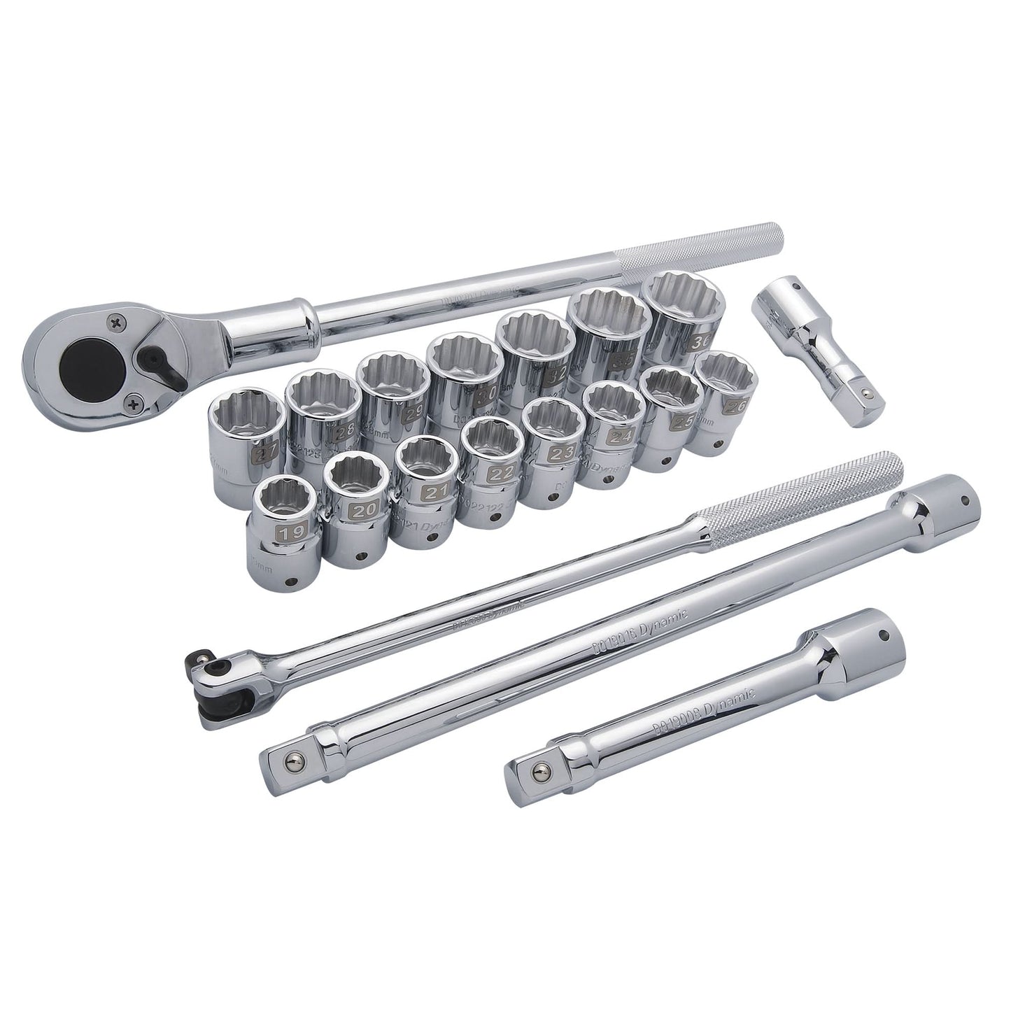 Metric Socket Set, 20 Pcs, 3/4" Drive Size