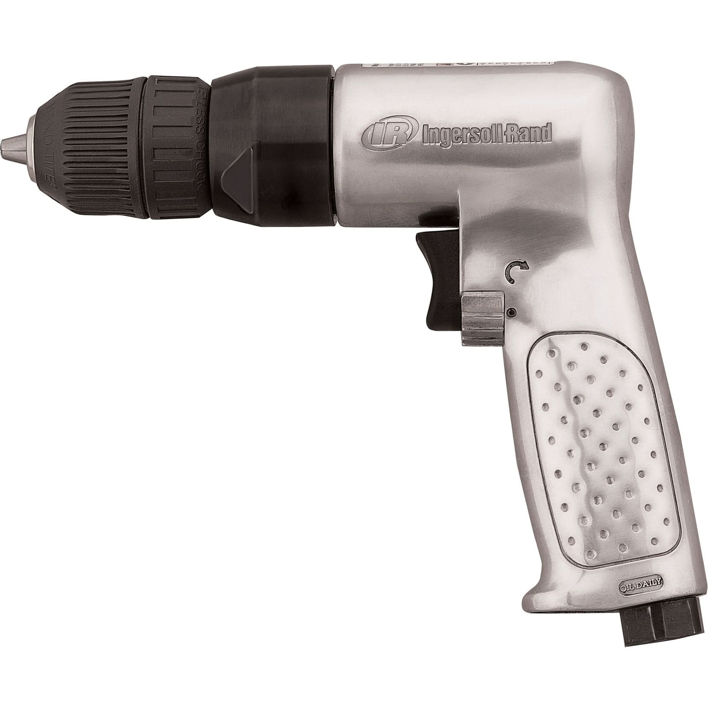 Reversible Air Drill, 4 CFM, 1/4" NPTF, 93 dBA, 3/8" Chuck, Keyless