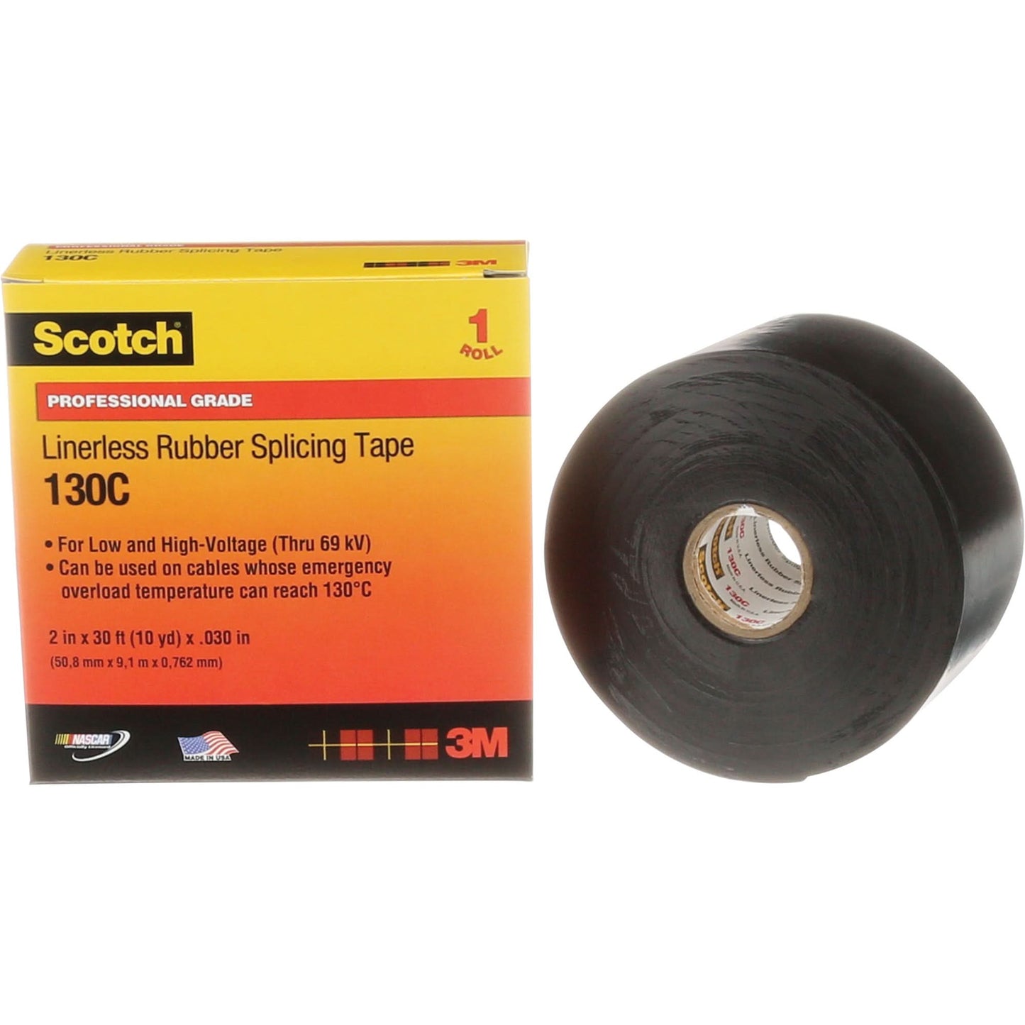 Ruban auto-amalgamant en caoutchouc sans doublure Scotch® de qualité professionnelle, 50,8 mm (2 po) La. x 9 m (30 pi) Lo., 30 mil, noir