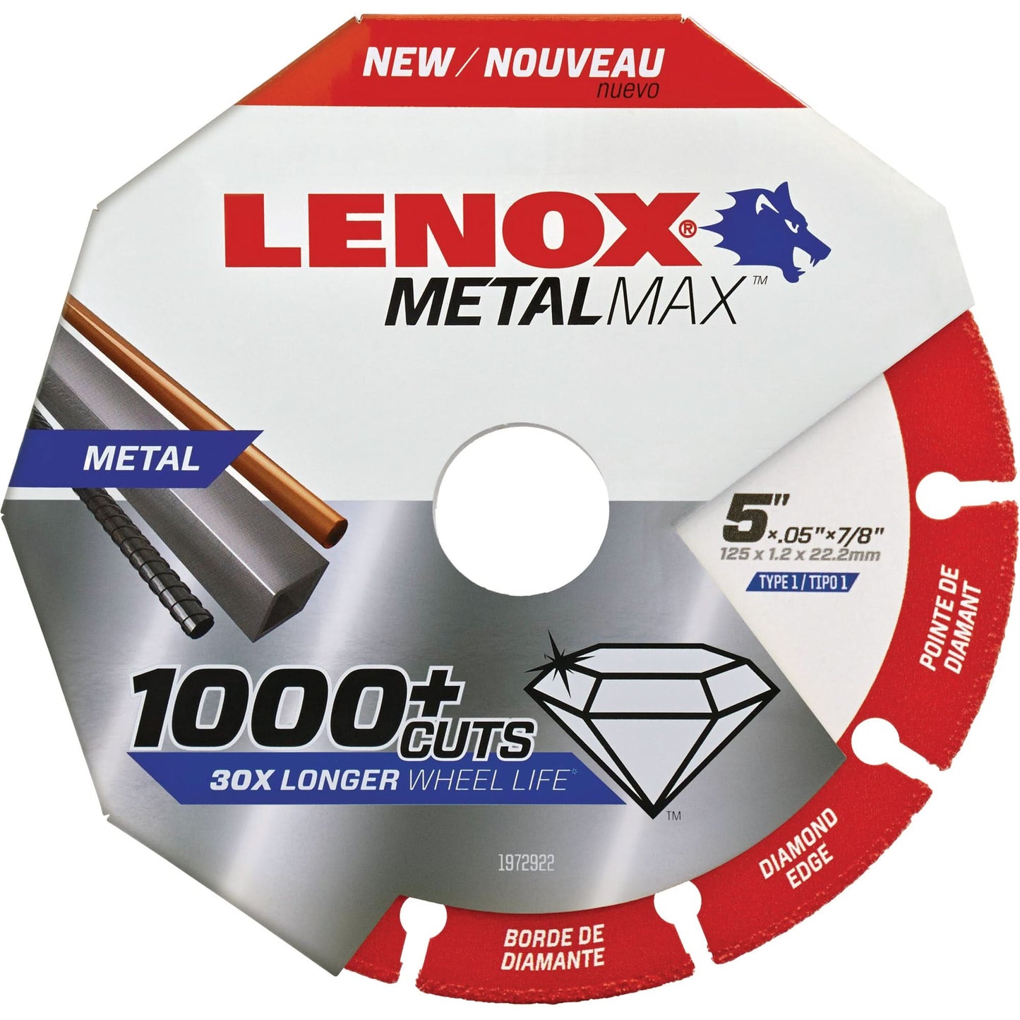 MetalMax™ Cut-Off Wheel, 5" x 0.05", 7/8" Arbor, Type 1, Diamond, 12200 RPM