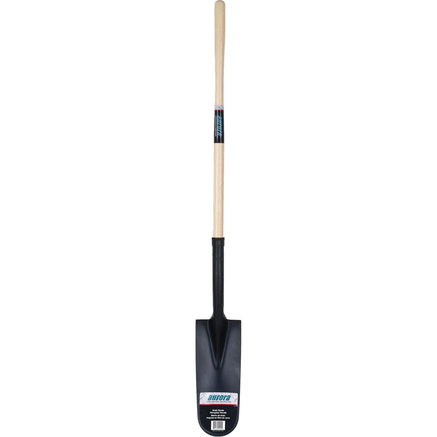 Drain Spade Shovel, Tempered Steel, 14" x 6" Blade, 46" L, Straight Handle