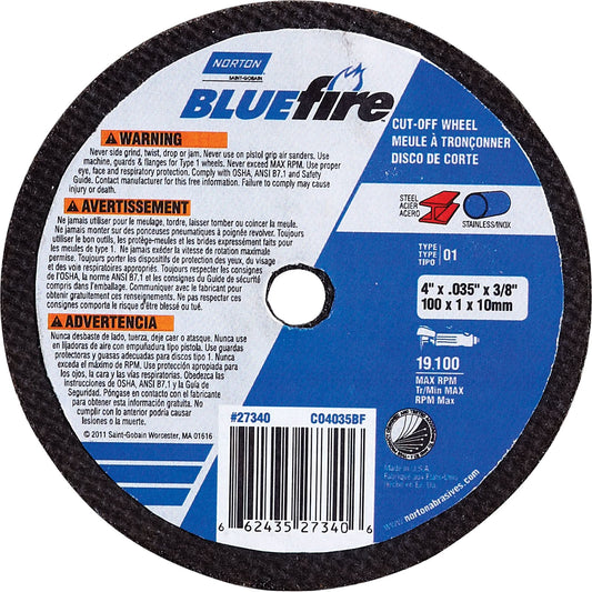 Disques à tronçonner BlueFire® 3" x 0,035", alésage 3/8", oxyde d'aluminium, Type 1
