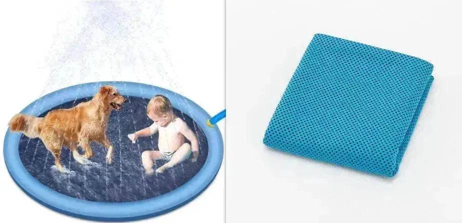 Tapis de jeux d'eau antidérapant pour enfants et piscine pour chiens, jouets d'eau d'été d'extérieur, fontaine de jardin amusante