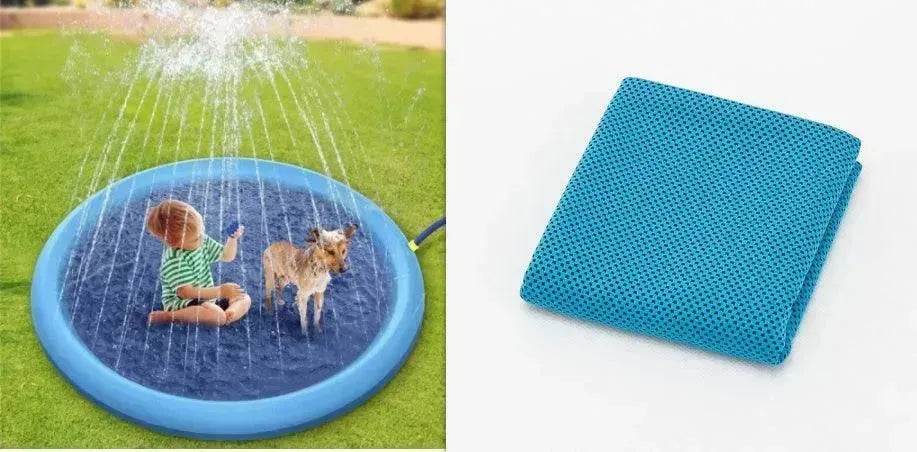 Tapis de jeux d'eau antidérapant pour enfants et piscine pour chiens, jouets d'eau d'été d'extérieur, fontaine de jardin amusante