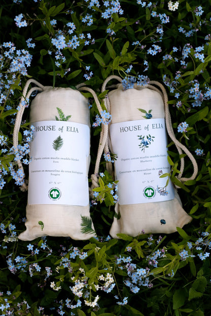 Organic Cotton Muslin Swaddle Blanket - Fern