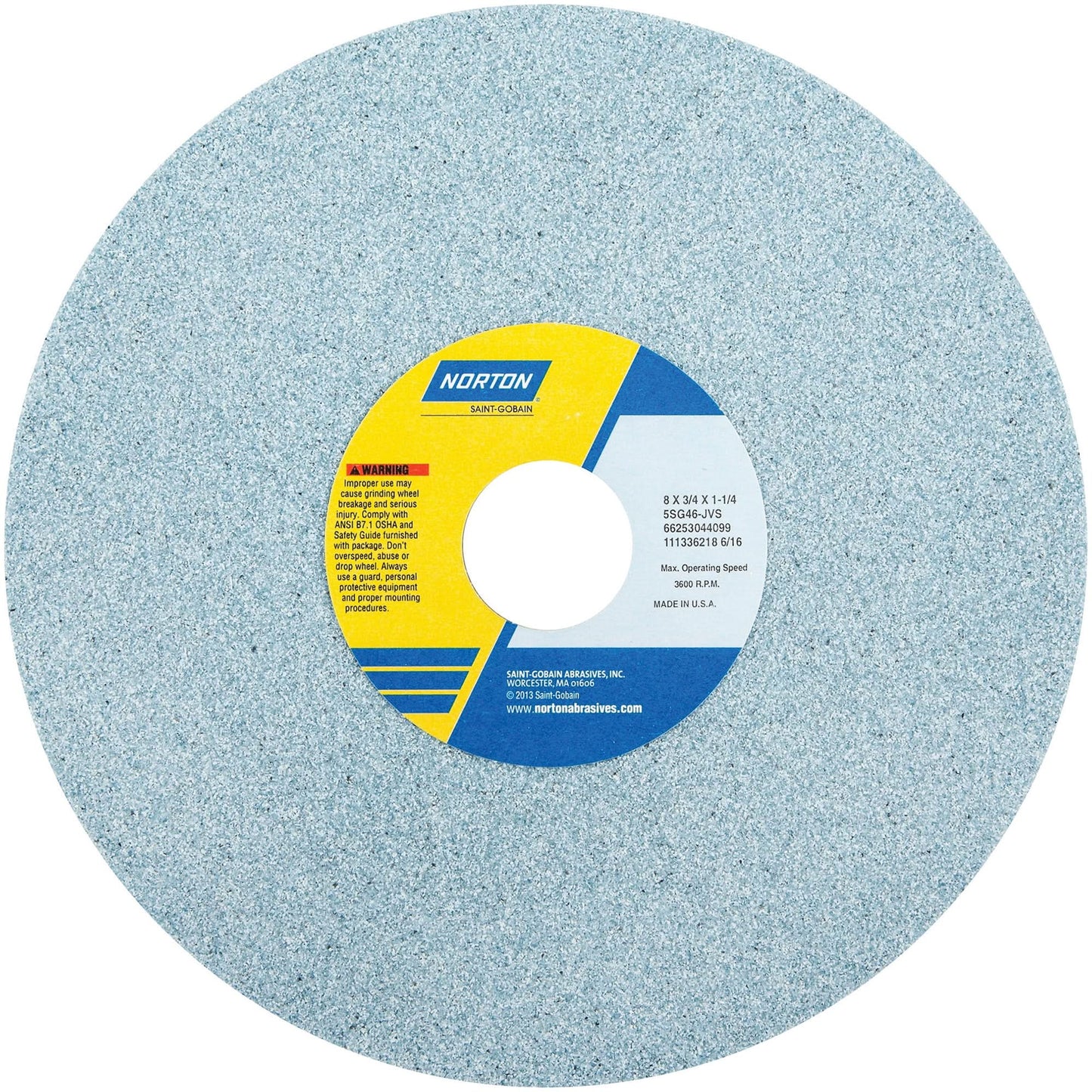 Toolroom Vitrified Wheel, Type 5NQ, Ceramic Alumina, 8" x 3/4"