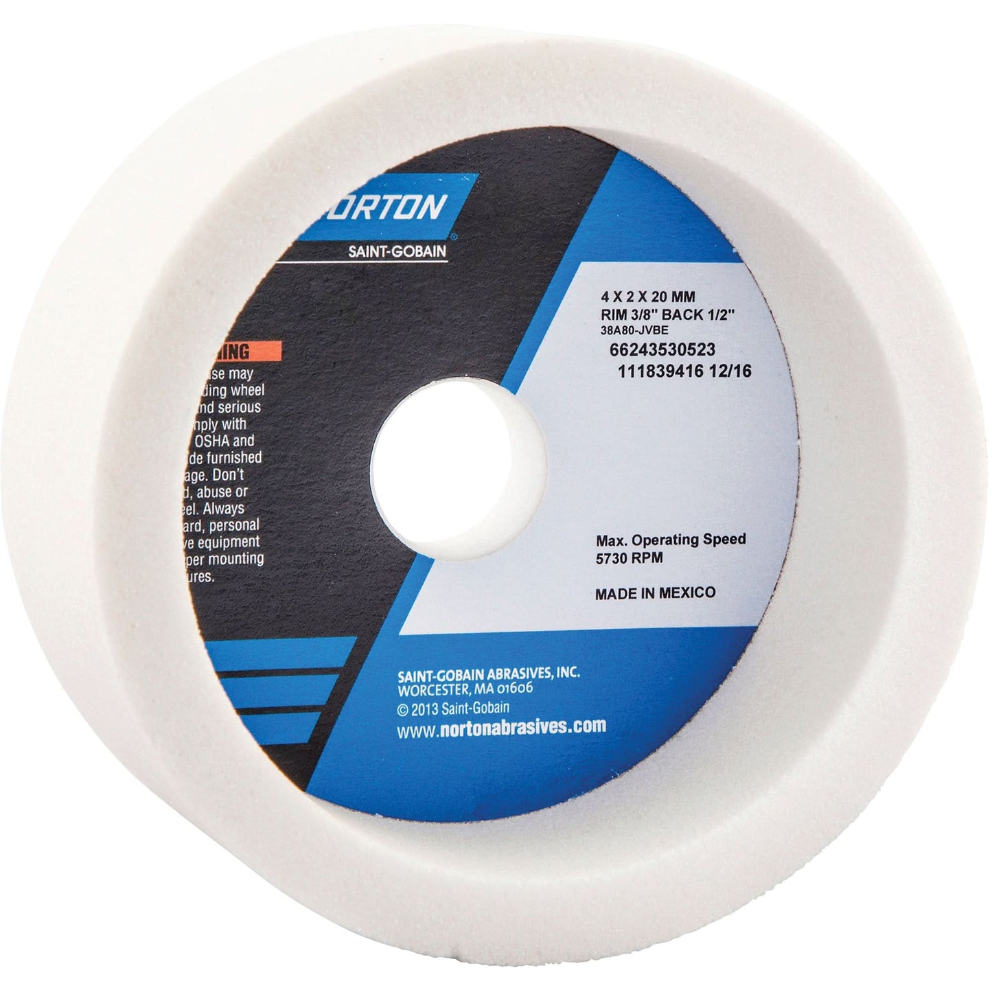 Tool Room Wheel, Type 06, Aluminum Oxide, 4" x 2"