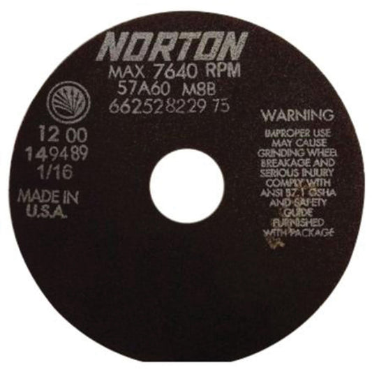 Non-Reinforced Tool Room Cut-Off Wheels, 6" x 1/16", 1-1/4" Arbor, Type 01/41, Aluminum Oxide, 7640 RPM