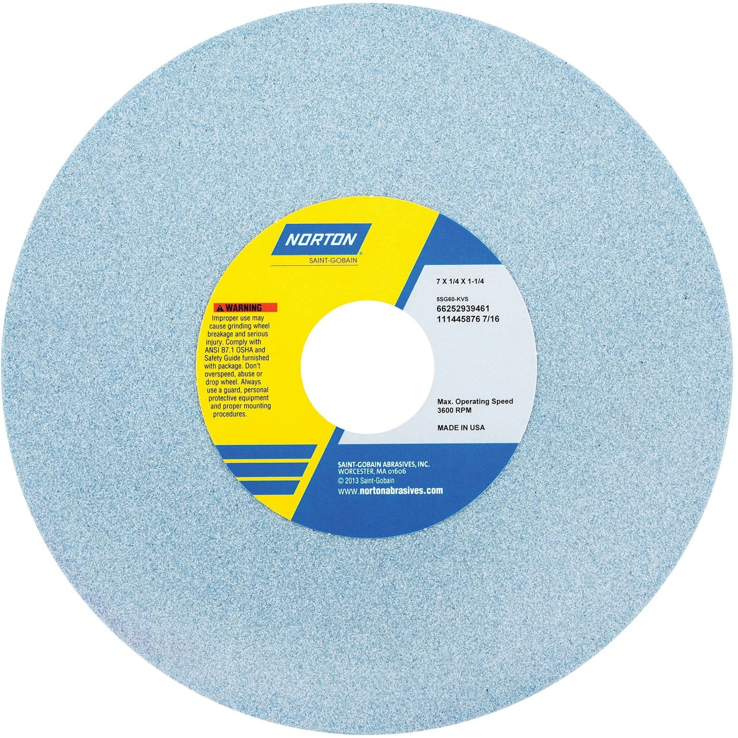Tool Room Wheel, Type 01, Ceramic Alumina, 7" x 1/4"