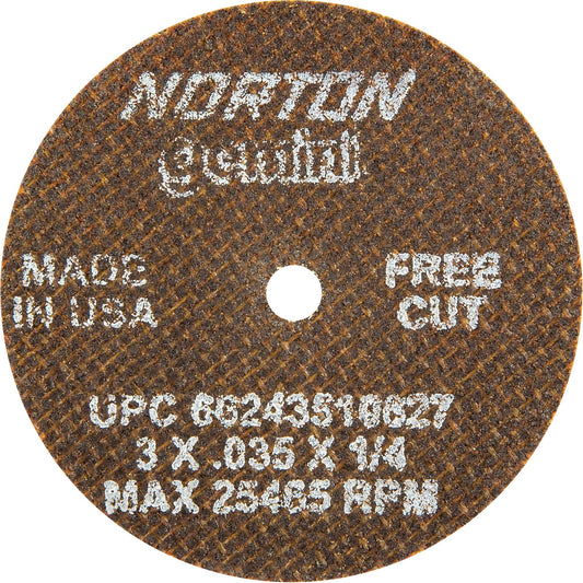 Portable Small Diameter Reinforced Cut-Off Wheels - Gemini®, 3" x 0.035", 1/4" Arbor, Type 1, Aluminum Oxide, 25465 RPM