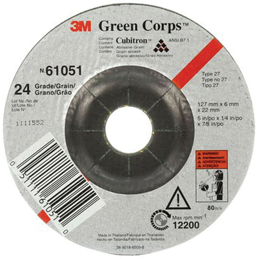 Green Corps™ Flexible Grinding Wheel, 5" x 1/4", 7/8" Arbor, Ceramic, Type 1