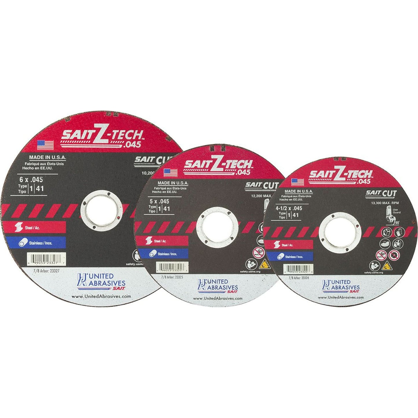Ztech Cutting Wheel, 6" x 0.045", 7/8" Arbor, Type 1, Zirconium, 10200 RPM