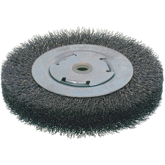 Economy Crimped Wire Wheel Brushes - Wide Face, 6" Dia., 0.014 Fill, 2" Arbor