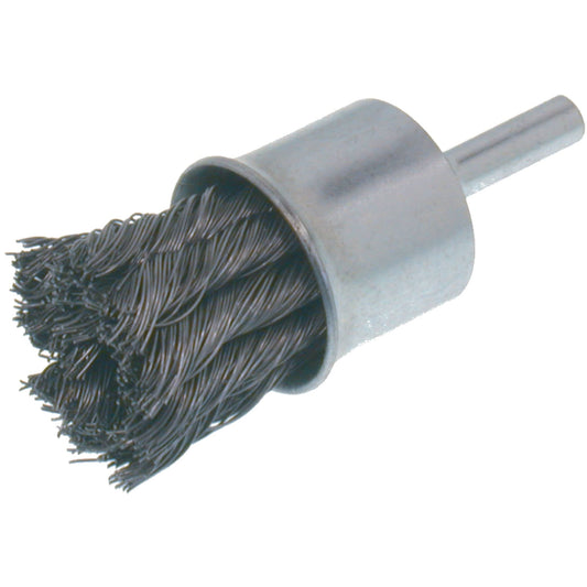 Economy Knot Wire End Brush, 1" Dia., 0.02 Wire Dia., 1/4" Shank