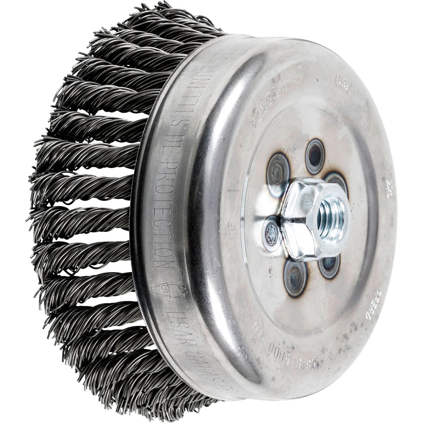 Knot Cup Brush, 4" Dia. x 5/8"-11 Arbor