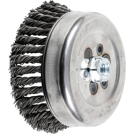Knot Cup Brush, 4" Dia. x 5/8"-11 Arbor