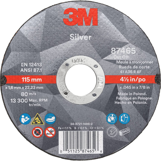 Silver Cut-Off Wheel, 4" x 0.035", 1/4" Arbor, Type 1, Ceramic, 19100 RPM
