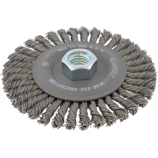 Brosse métallique AllSteel™ Stringer Bead, 4-1/2" dia., remplissage de 0,02", arbre 5/8"-11, acier