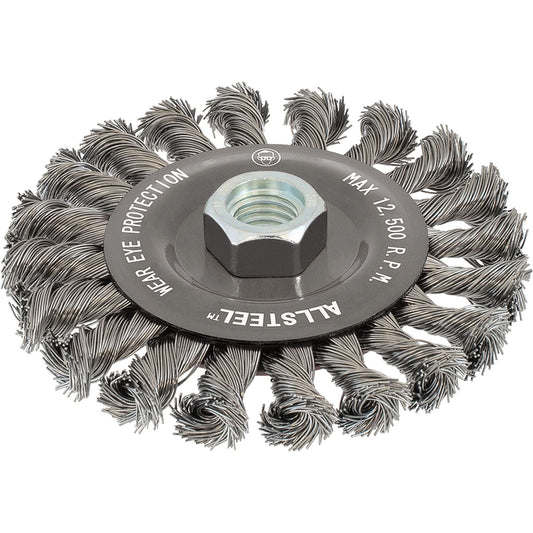 AllSteel™ Wire Brush, 5" Dia., 0.02" Fill, 5/8"-11 Arbor, Steel