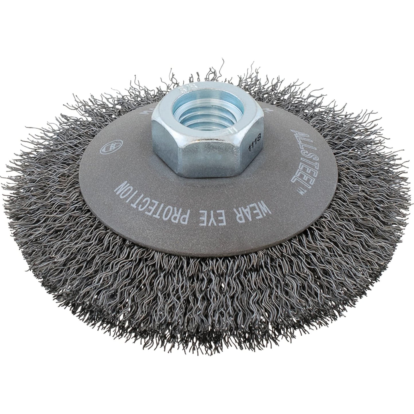 AllSteel™ Crimped Wire Brush, 5" Dia., 0.0118" Fill, 5/8"-11 Arbor