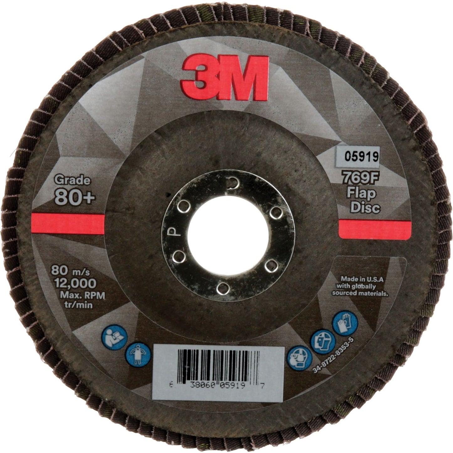 769F Quick Change Flap Disc, 5" x 7/8", Type 27, 80+ Grit, Ceramic