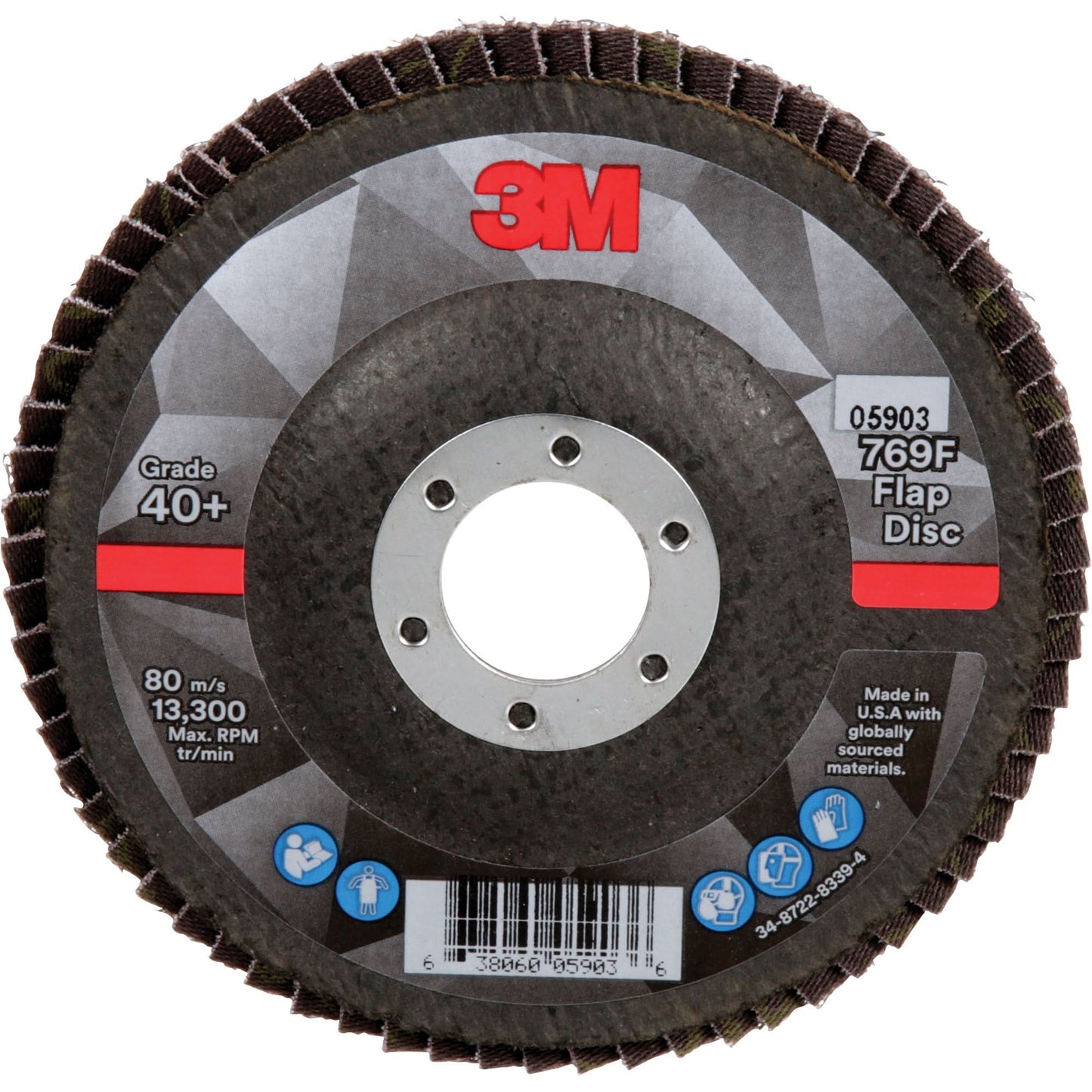 769F Quick Change Flap Disc, 4-1/2" x 7/8", Type 27, 40+ Grit, Ceramic