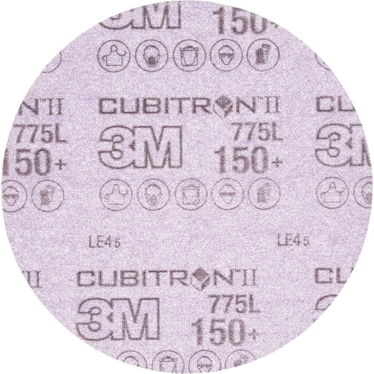 Cubitron™ II Hookit™ 775L Series Film Sanding Disc, 6" Dia., 150+ Grit, Ceramic, 3 mils