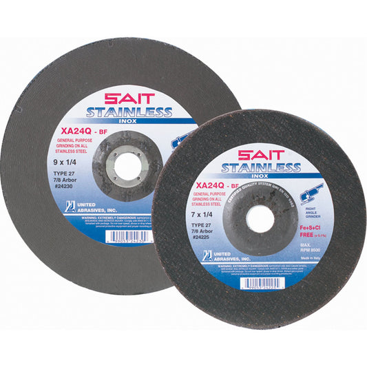 Meule à poncer XA24Q sans contaminant, 5" x 1/4", alésage 7/8", Type 27