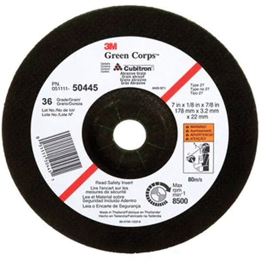 Green Corps™ Depressed Centre Wheel, 7" x 1/8", 7/8" Arbor, Ceramic, Type 27