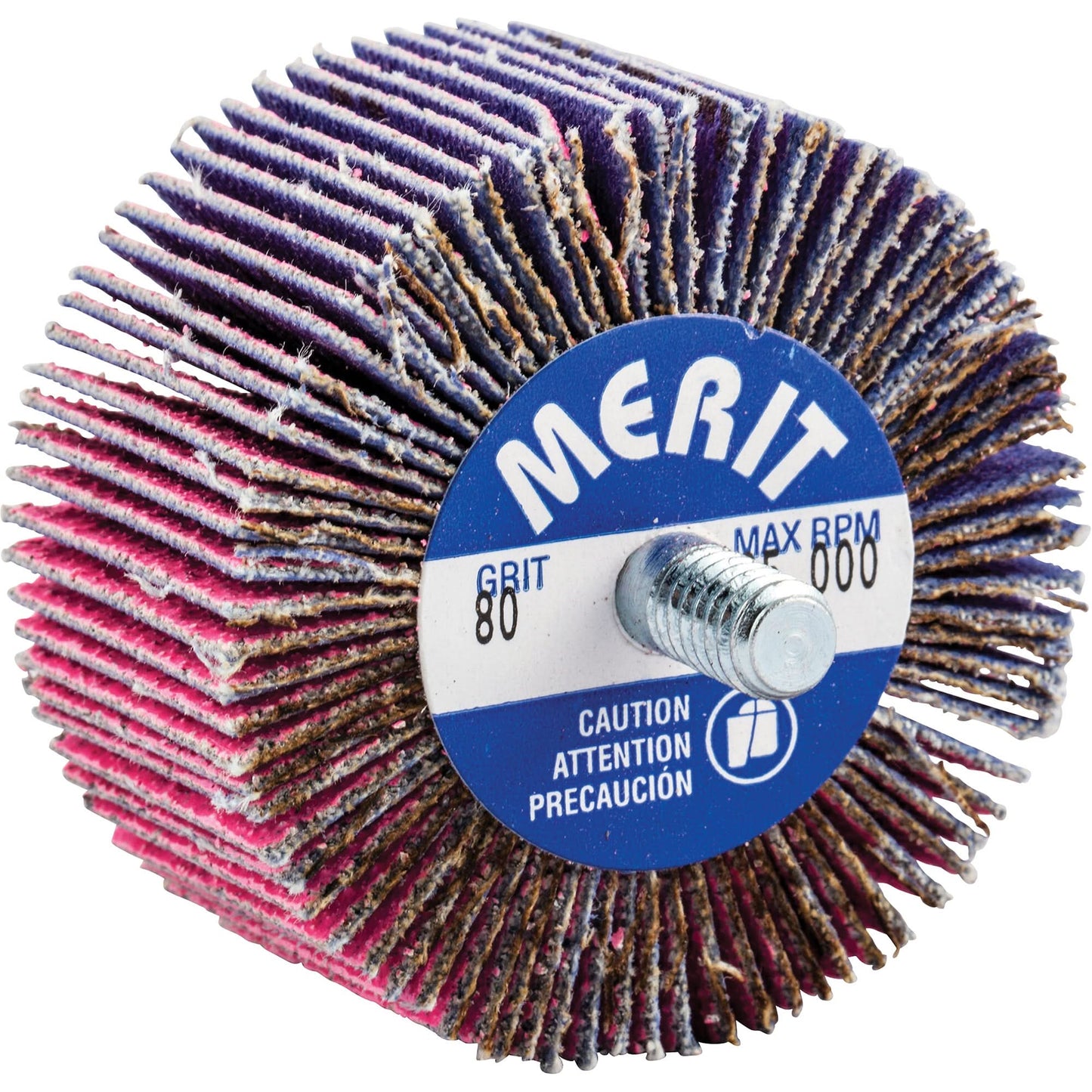 Threaded Mini Flap Wheel, Ceramic Alumina, 80 Grit, 2" x 1" x 1/4"-20