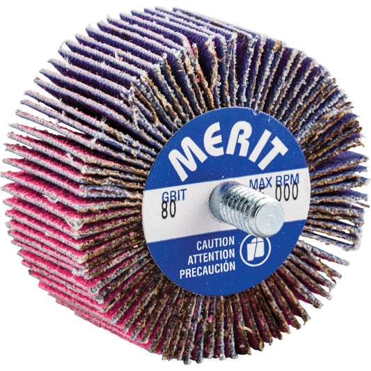 Threaded Mini Flap Wheel, Ceramic Alumina, 80 Grit, 2" x 1" x 1/4"-20