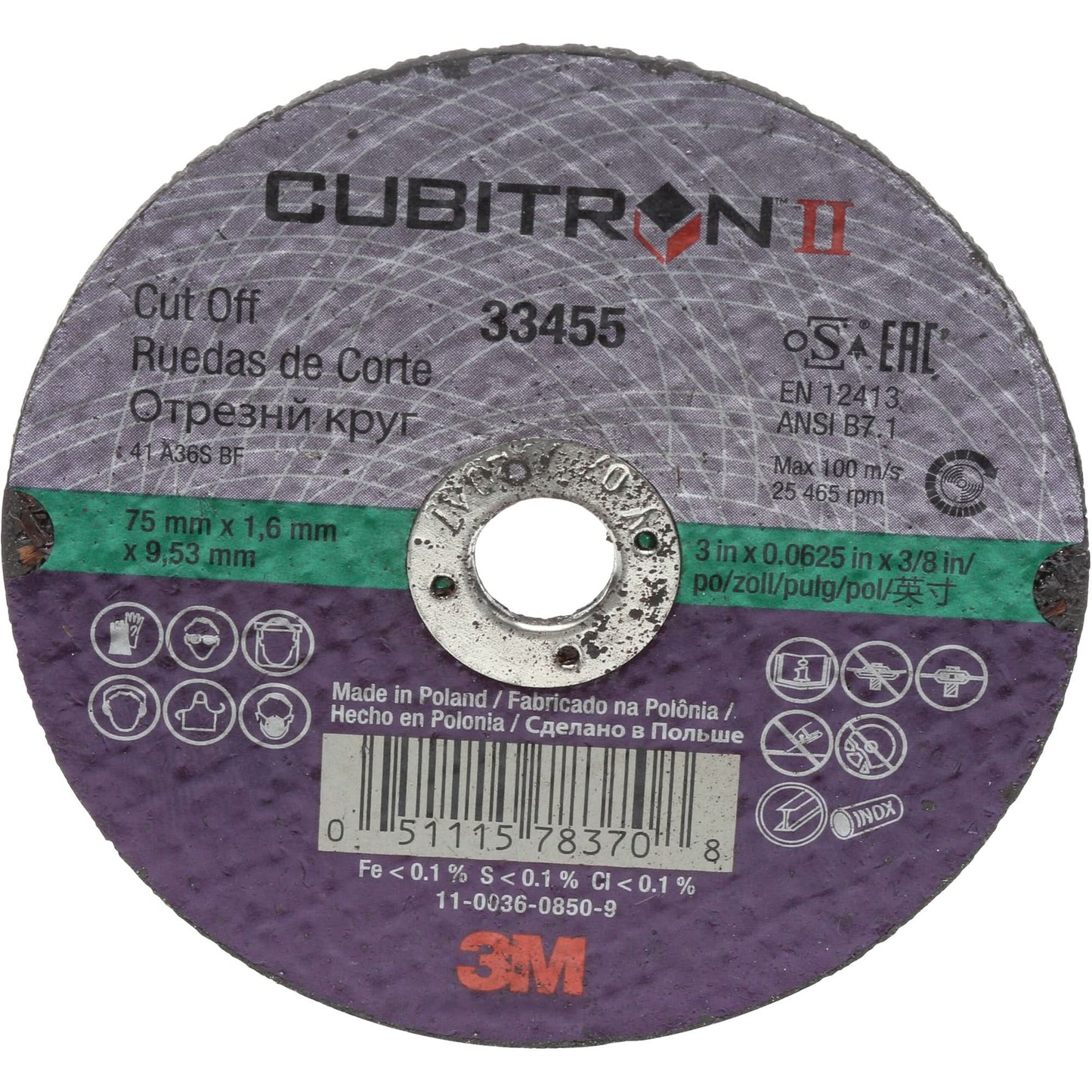 Cubitron™ II Cut-Off Wheel, 3" x 1/16", 3/8" Arbor, Ceramic