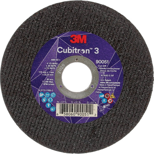 Cubitron™ 3 Cut-Off Wheel, 4-1/2" x 0.04", 7/8" Arbor, Type T1, Ceramic, 13300 RPM