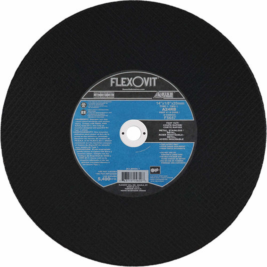 High Speed Cutoff Wheel, 14" x 1/8", 20 mm Arbor, Type 1, 5460 RPM