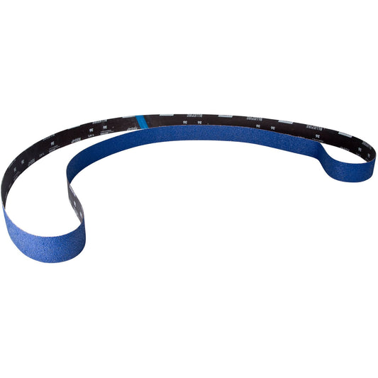 BlueFire® Narrow Sanding Belt, 2" W x 132" L, Zirconia Alumina, 40 Grit