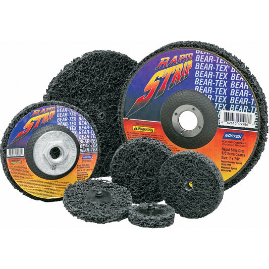Bear-Tex Rapid Strip Discs, 4-1/2" Dia., Extra Coarse Grit, Silicon Carbide