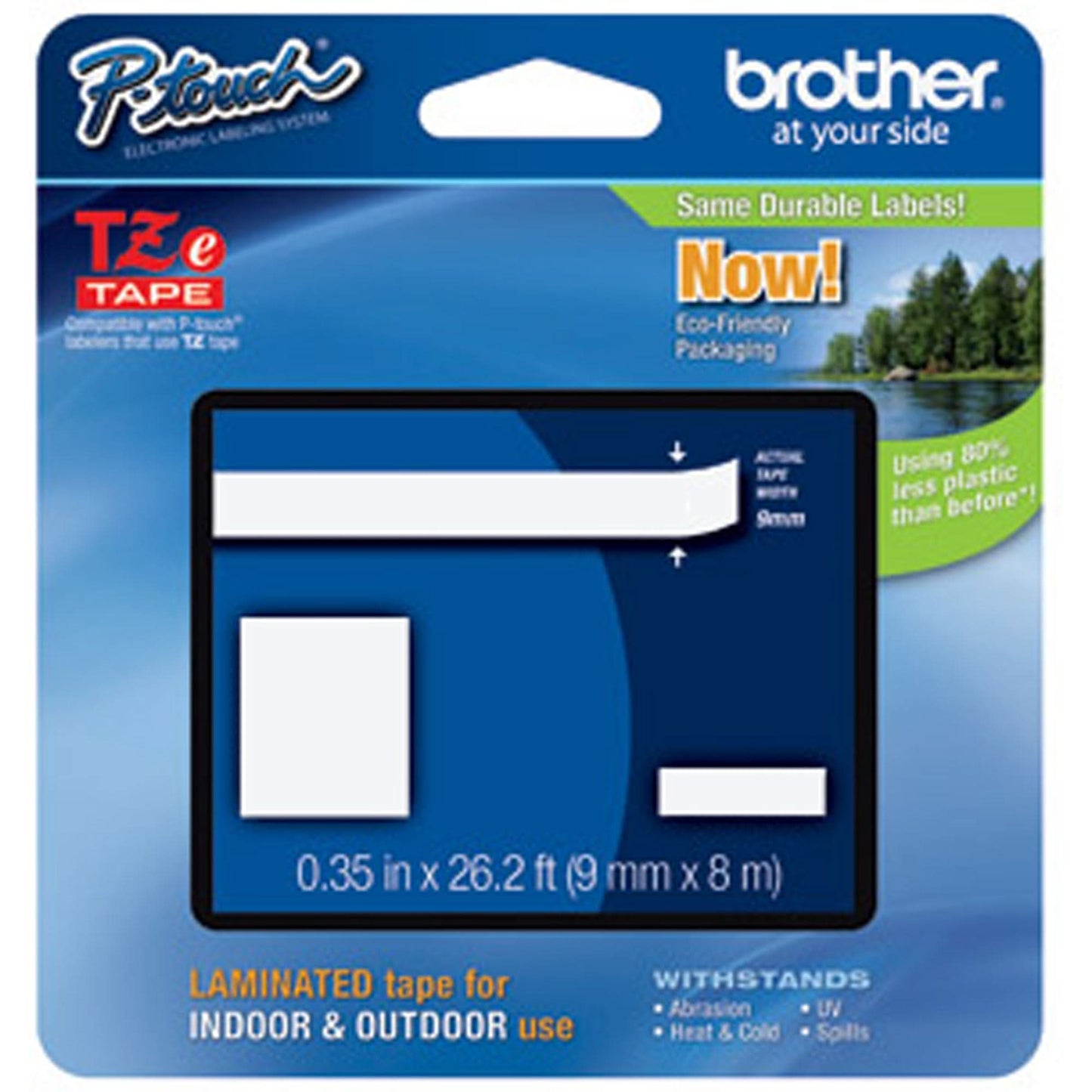 P-touch® Labeling Systems, 12 mm x 314.96" or 8 m, Blue on White